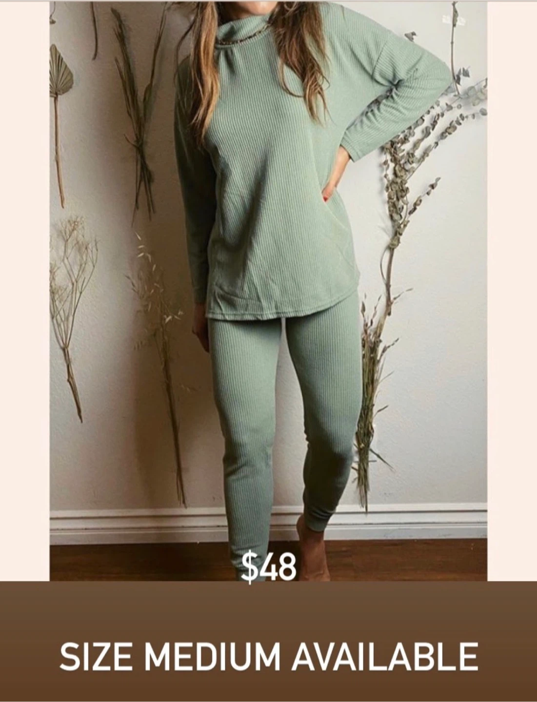 Ribbed Knit Lounge Set - Size Medium