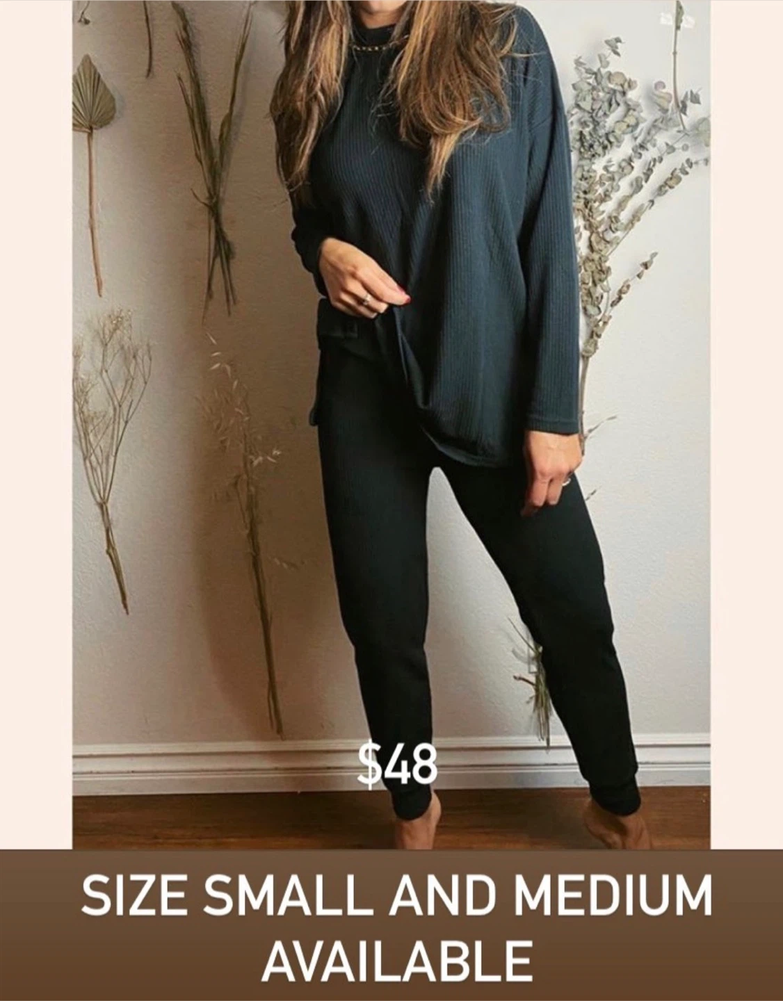 Ribbed Knit Lounge Set - Size Medium - photo 3