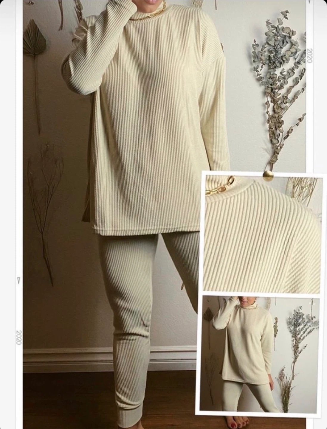 Ribbed Knit Lounge Set - Size Medium - photo 4