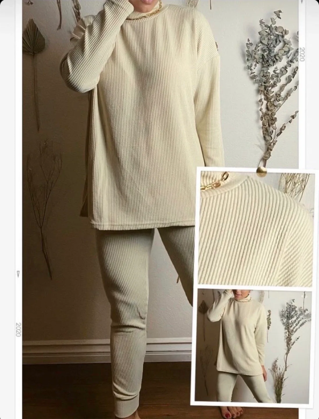 Ribbed Knit Lounge Set - Size Medium image indicator(4)