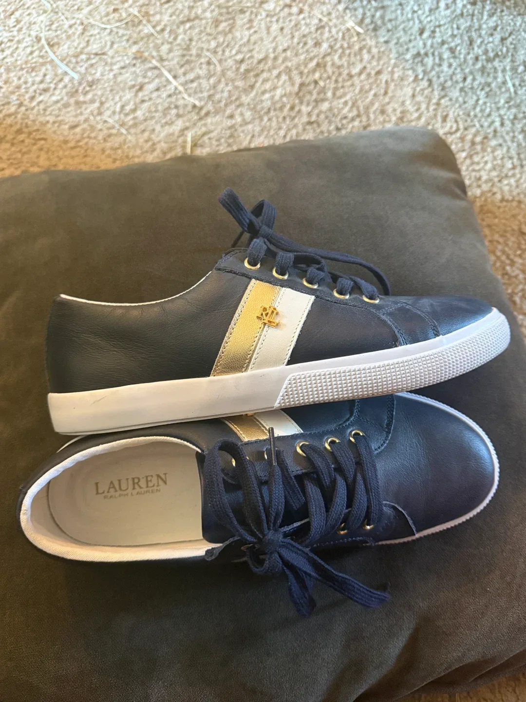 Ralph Lauren Navy Leather Sneakers - Size 9 image indicator(3)