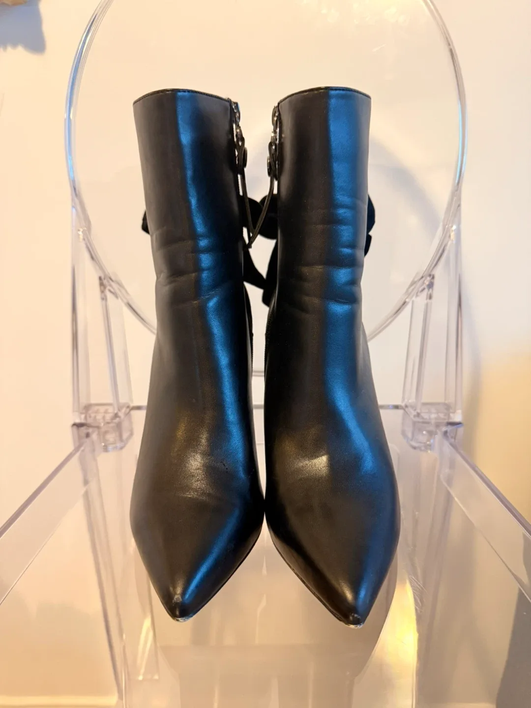 Black Stiletto Ankle Boots with Bow image indicator(6)
