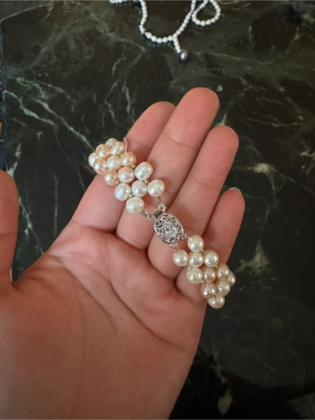 Pearl Bracelet with Gem Clasp thumbnail