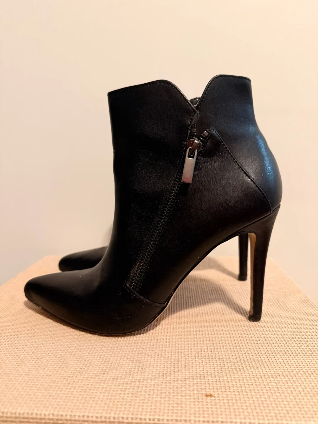 BCBG Black Leather Ankle Boots image indicator(2)
