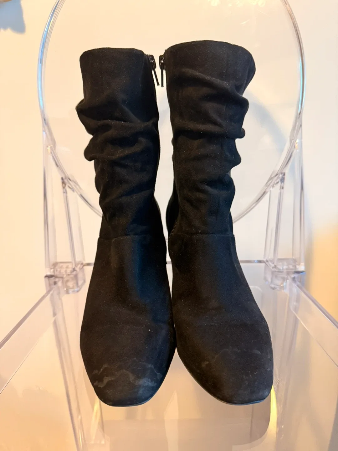 Faux Suede Black Ankle Boots thumbnail