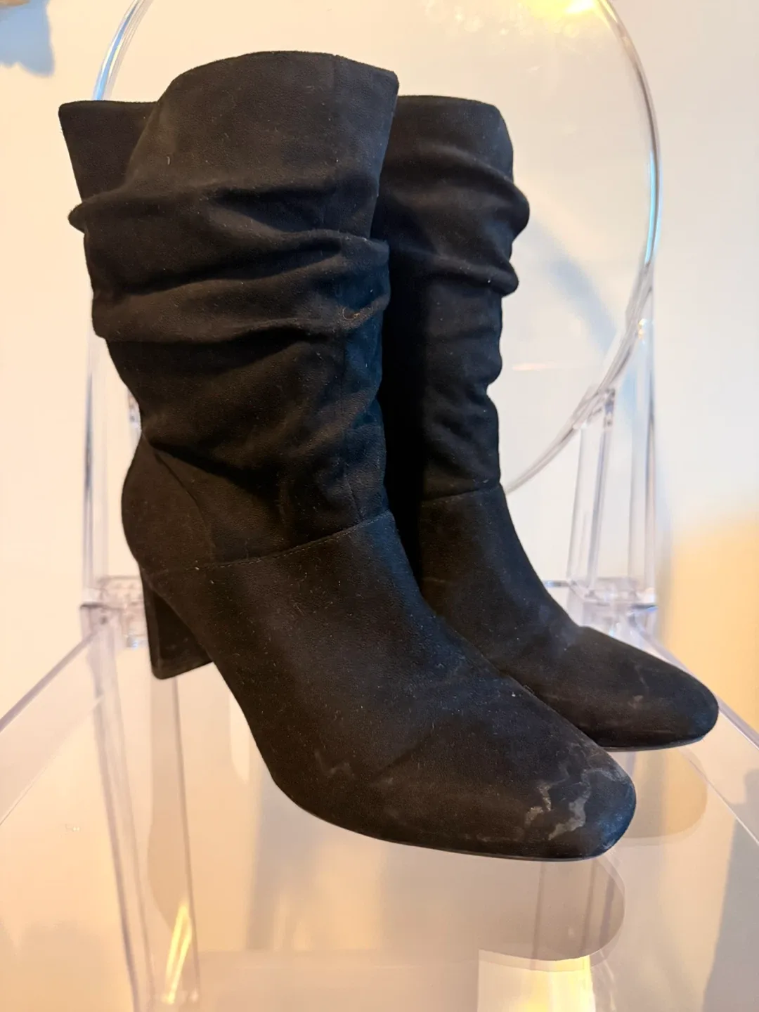 Faux Suede Black Ankle Boots image indicator(2)