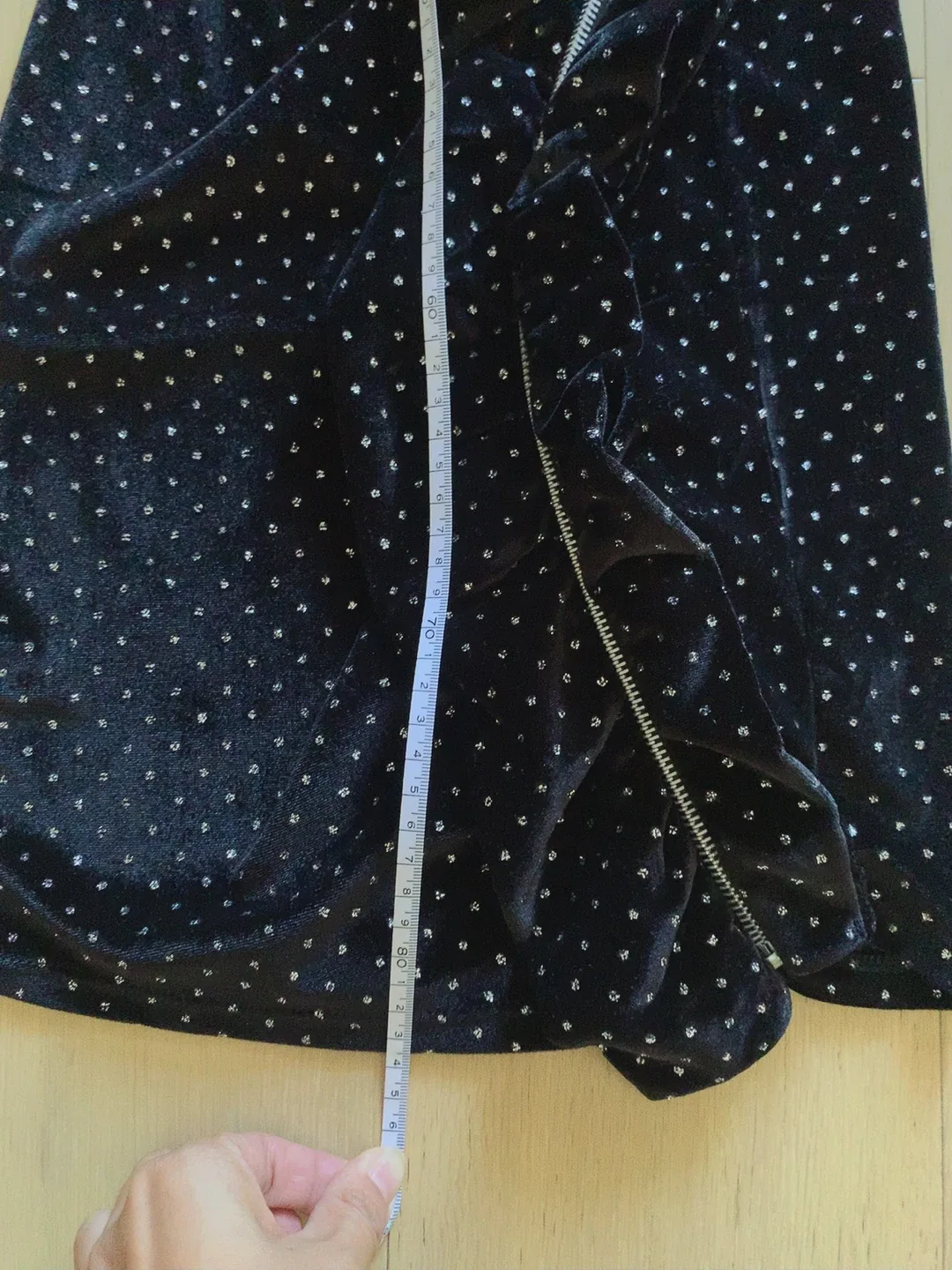 Zara Black Crystal Velvet Mini Dress - Size S image indicator(6)