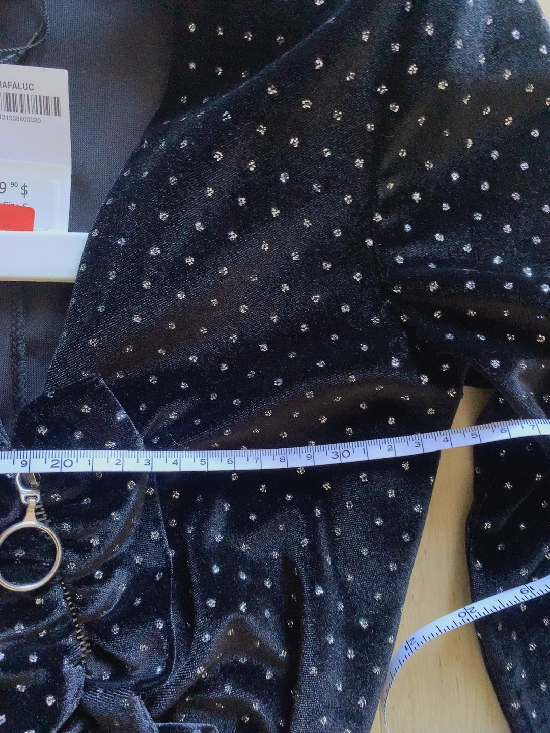 Zara Black Crystal Velvet Mini Dress - Size S image indicator(7)