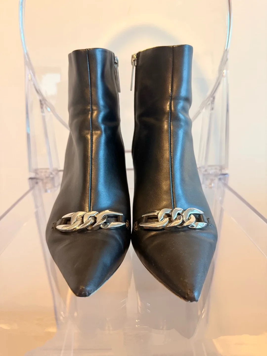 Zara Black Leather Ankle Boots image indicator(3)