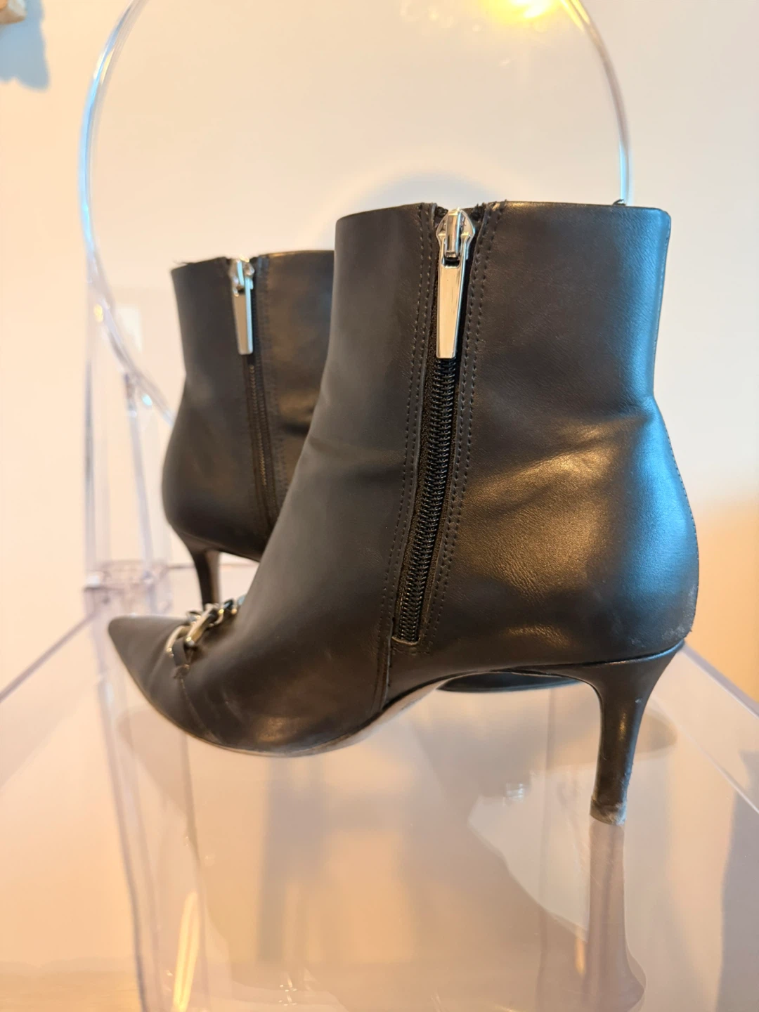 Zara Black Leather Ankle Boots - photo 5