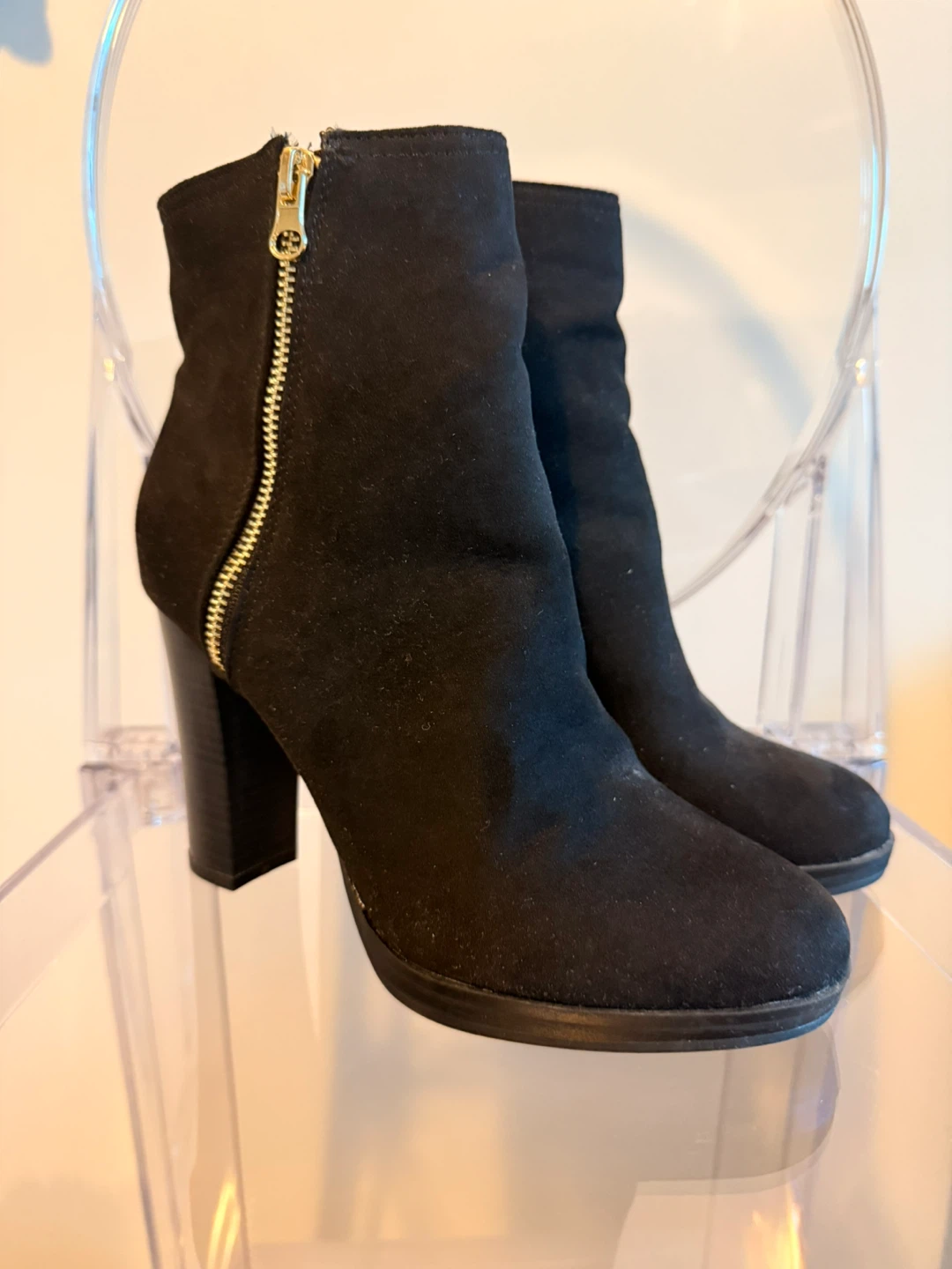 Black Faux Suede Ankle Boots