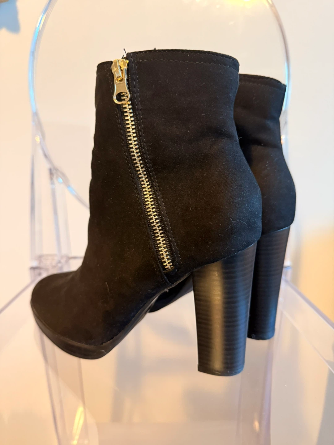 Black Faux Suede Ankle Boots - photo 2