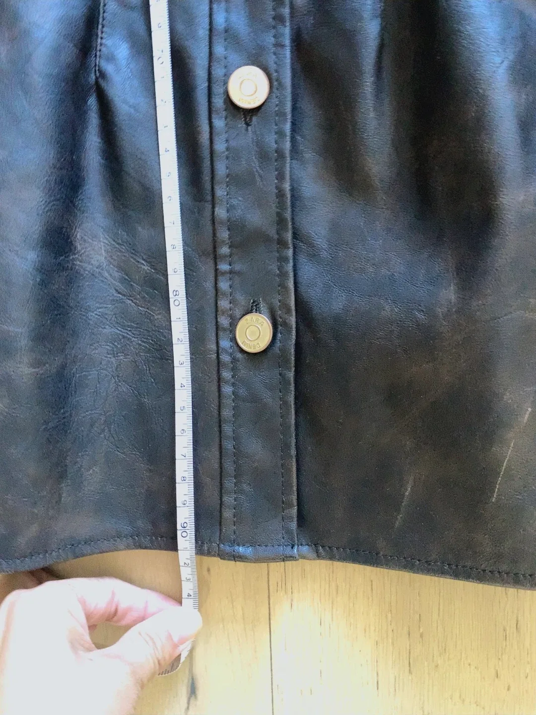 Zara Faux Leather Shirt Dress - Size XS image indicator(7)