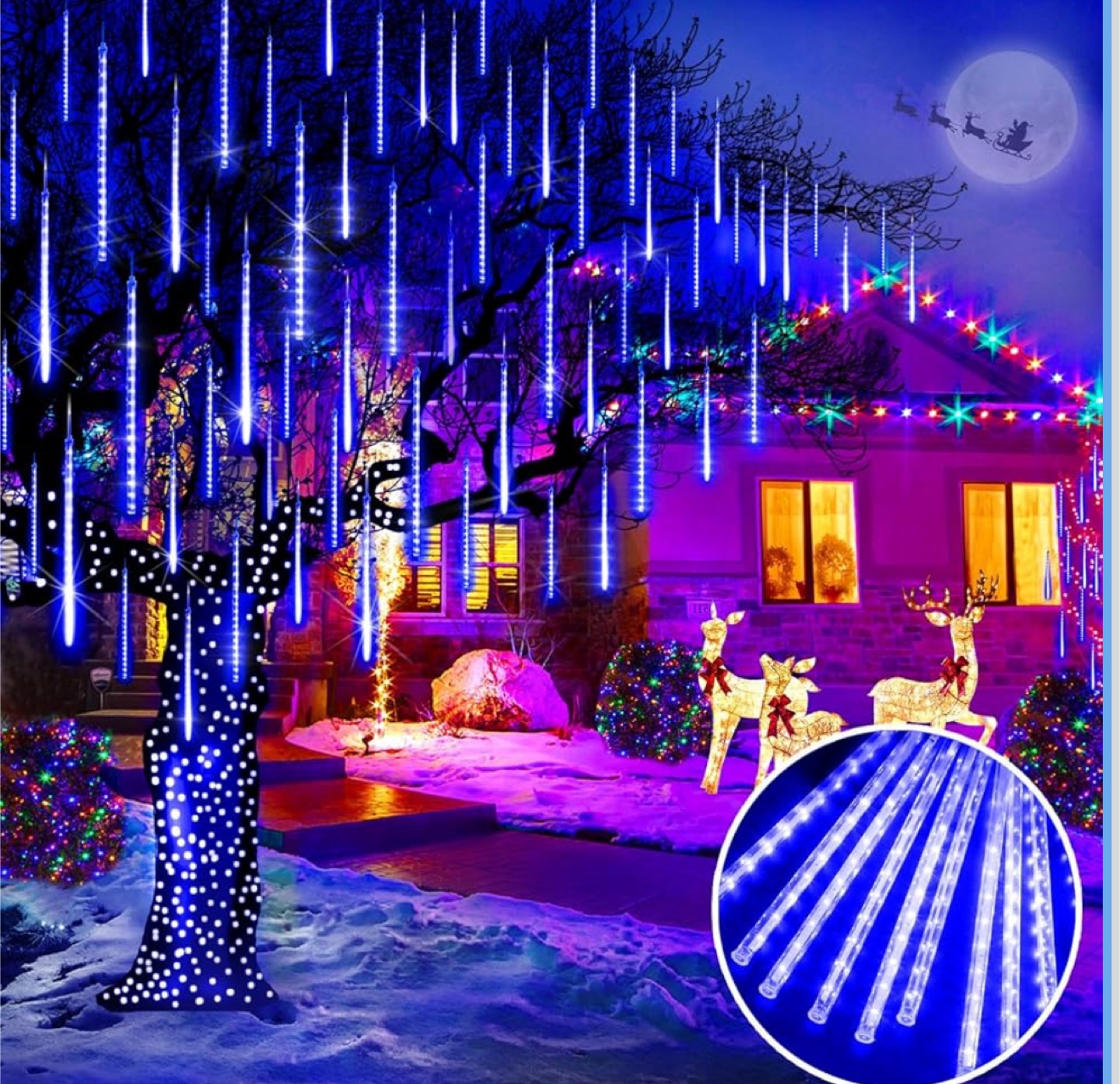 Blue LED Meteor Shower Lights - photo 2