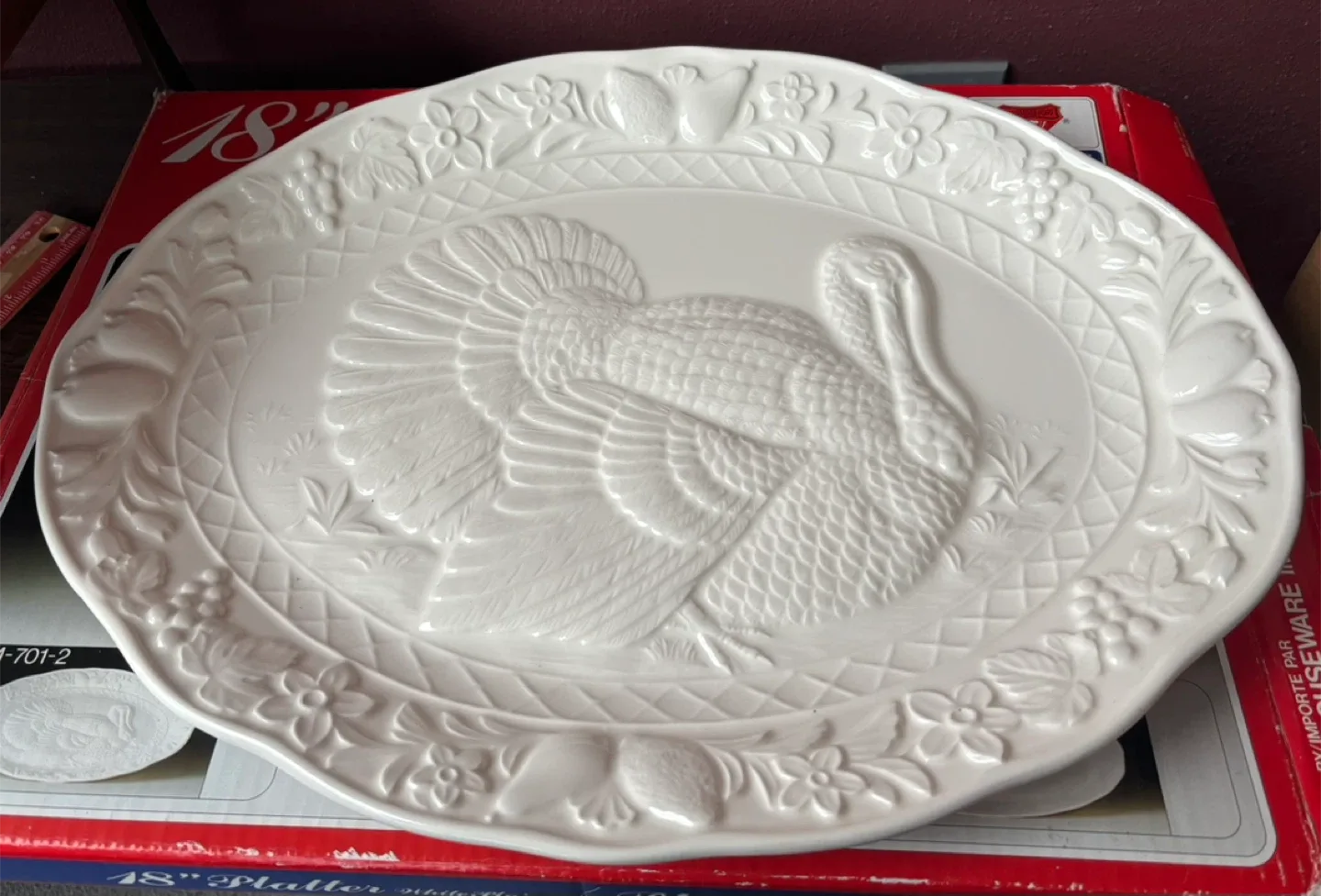 Brand new 18" Turkey Platter - White Ceramic image indicator(3)