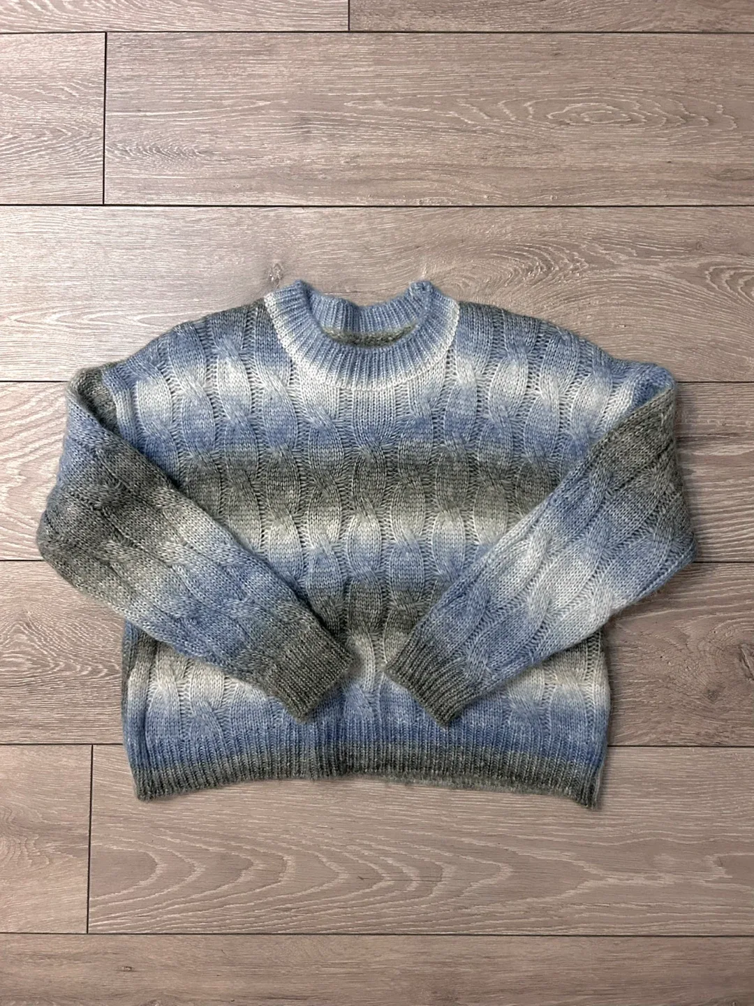 Blue & Grey Cable Knit Sweater thumbnail
