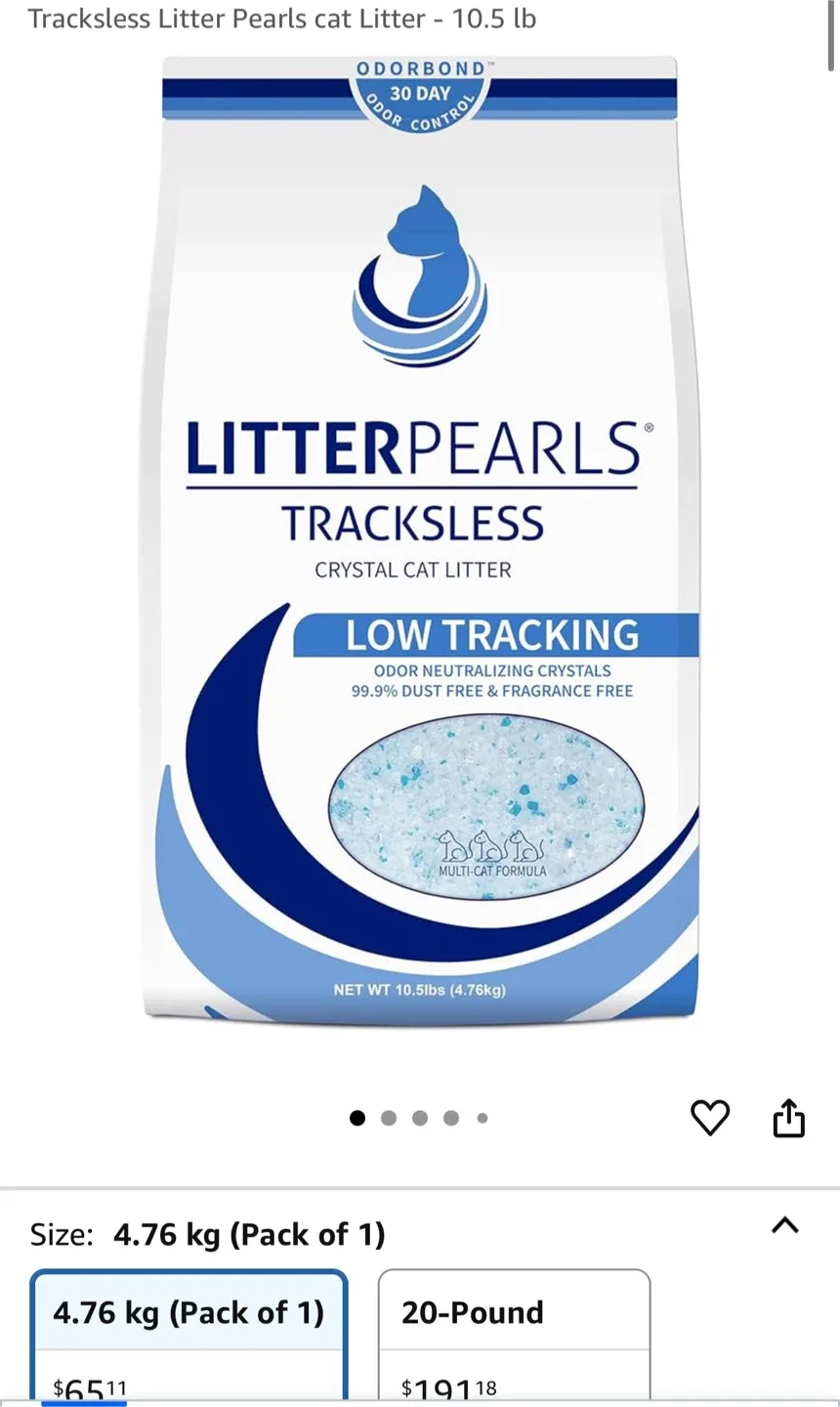 Litter Pearls Trackless Crystal Cat Litter - 4.76 kg thumbnail