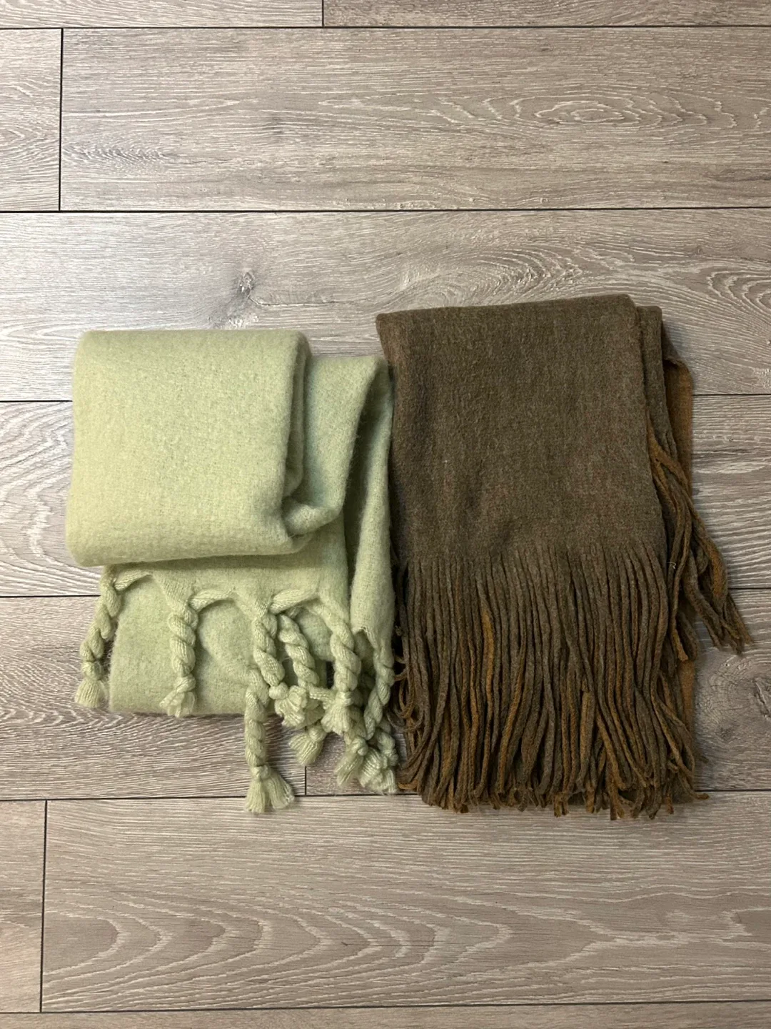 Thick Winter Scarves - Apple Green & Brown