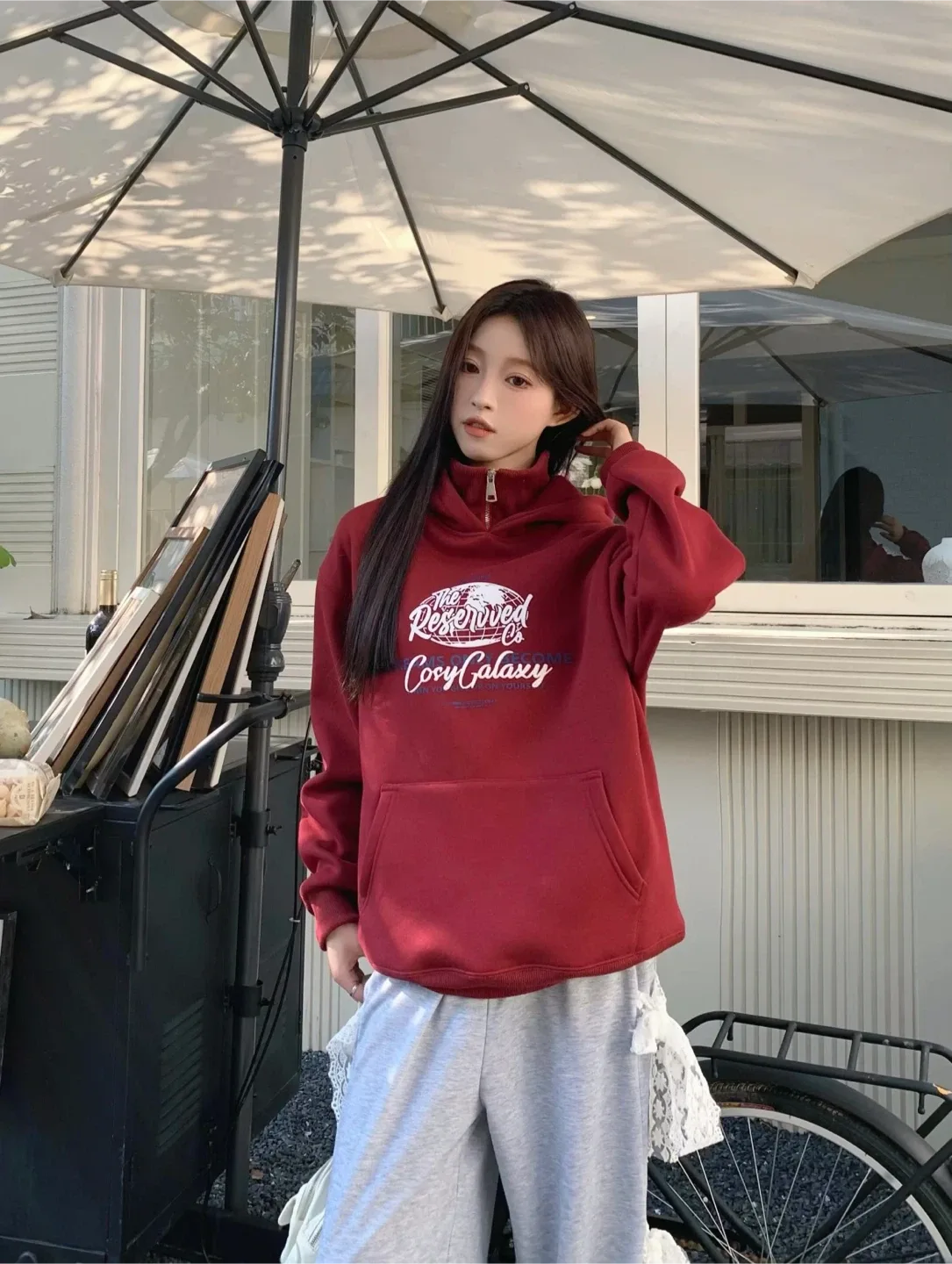 Cozy Galaxy Burgundy Hoodie image indicator(7)