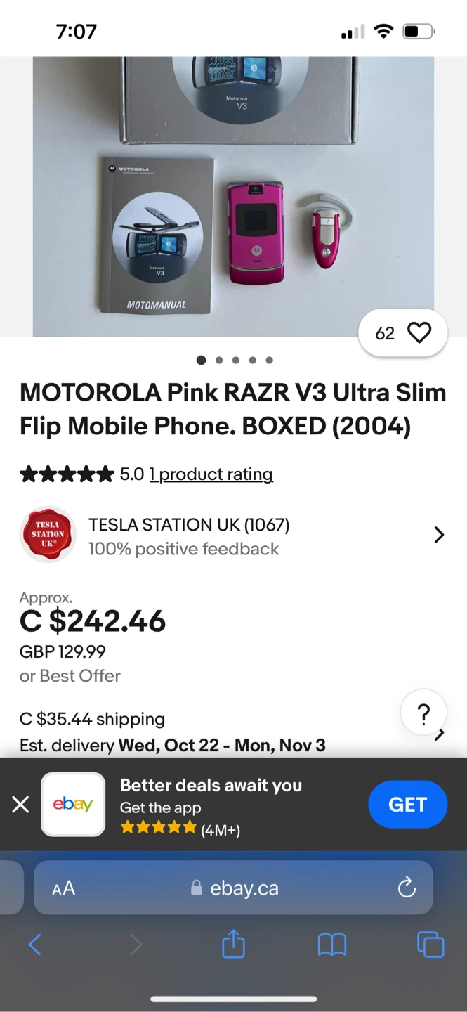Motorola Razr V3 GSM Pink Cell Phone - photo 3