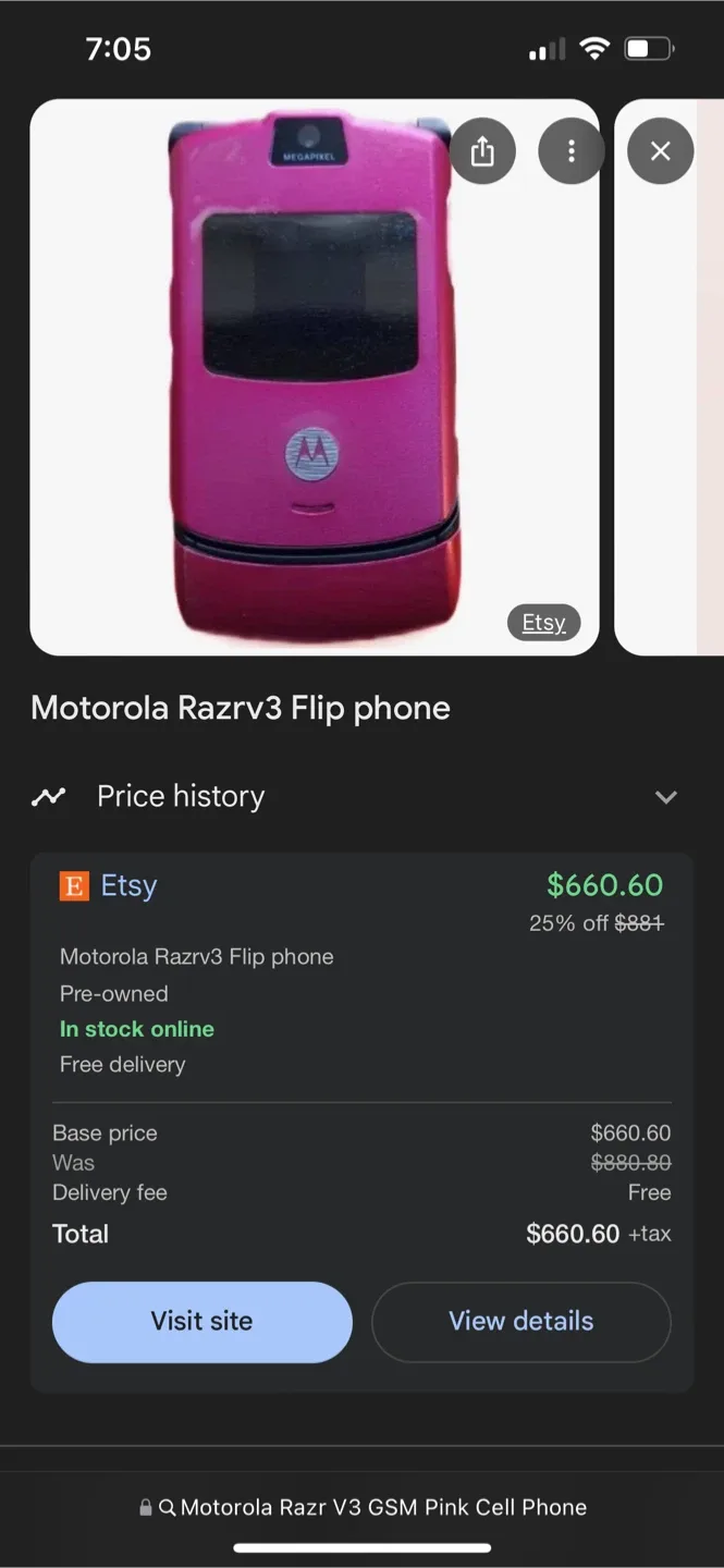 Motorola Razr V3 GSM Pink Cell Phone image indicator(4)