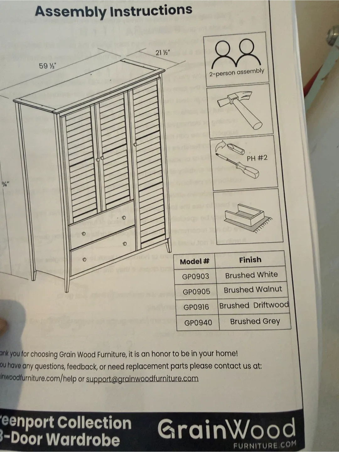 Grain Wood Furniture 3-Door Wardrobe image indicator(2)