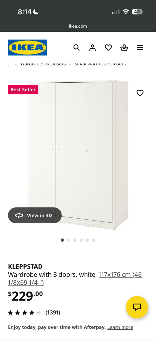 IKEA Kleppstad Wardrobe - White, 3 Doors - photo 2