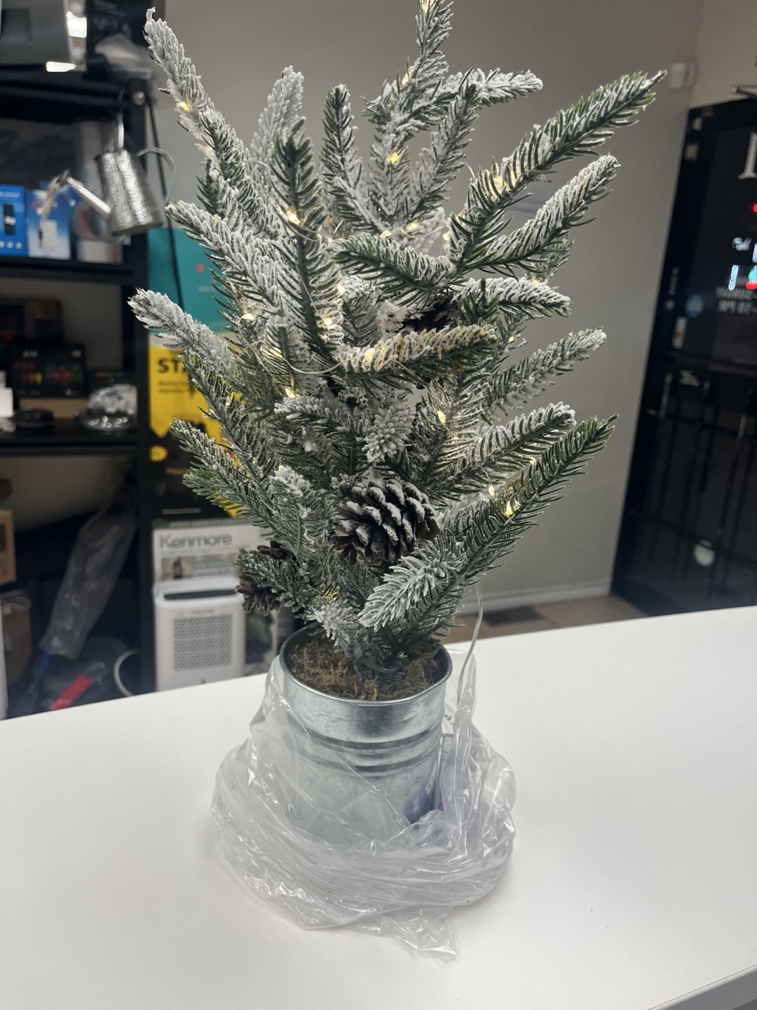 Mini Christmas Tree with Lights & Pinecones