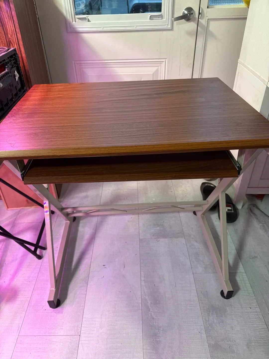 Wood & Metal Desk with Keyboard Tray