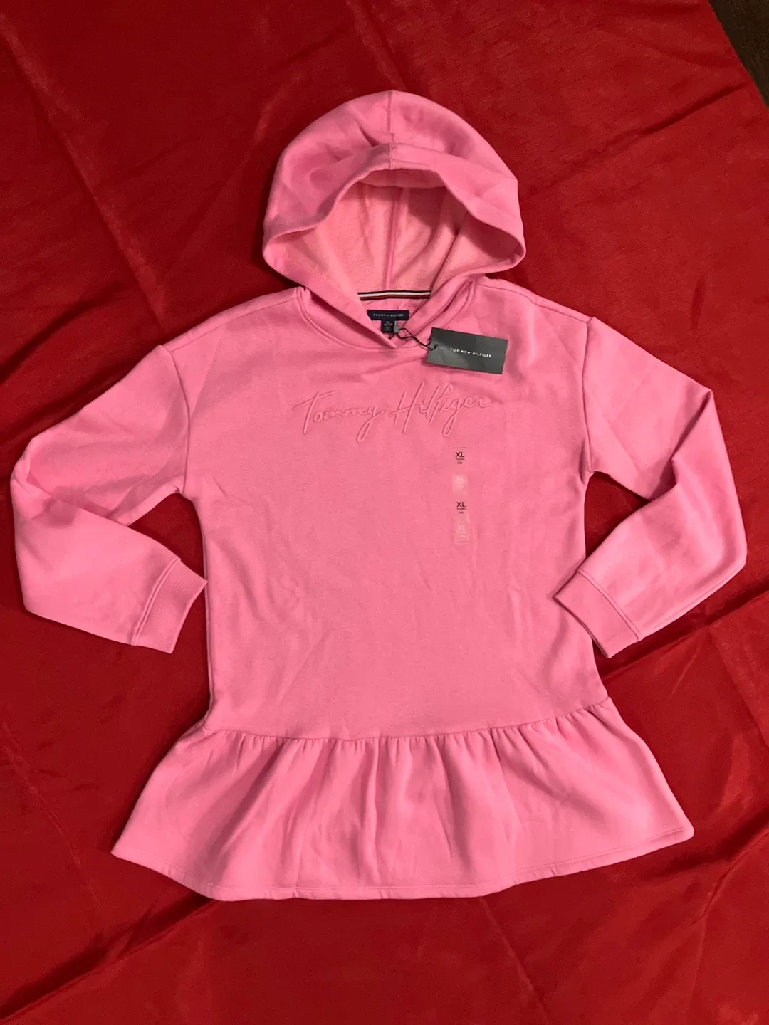 Tommy Hilfiger Pink Hoodie Dress - Girls Size XL image indicator(3)