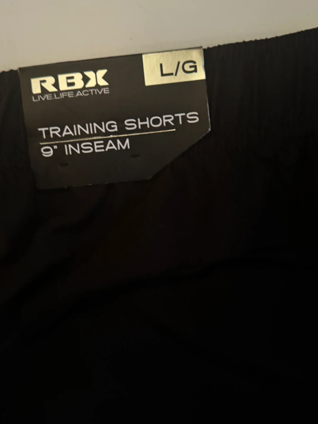 RBX Black Training Shorts - Size Large, 9" Inseam