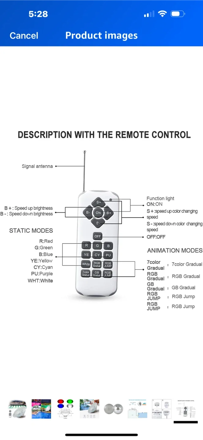 Submersible LED Light Bulb Par56 RGBW Pool Lighting image indicator(8)