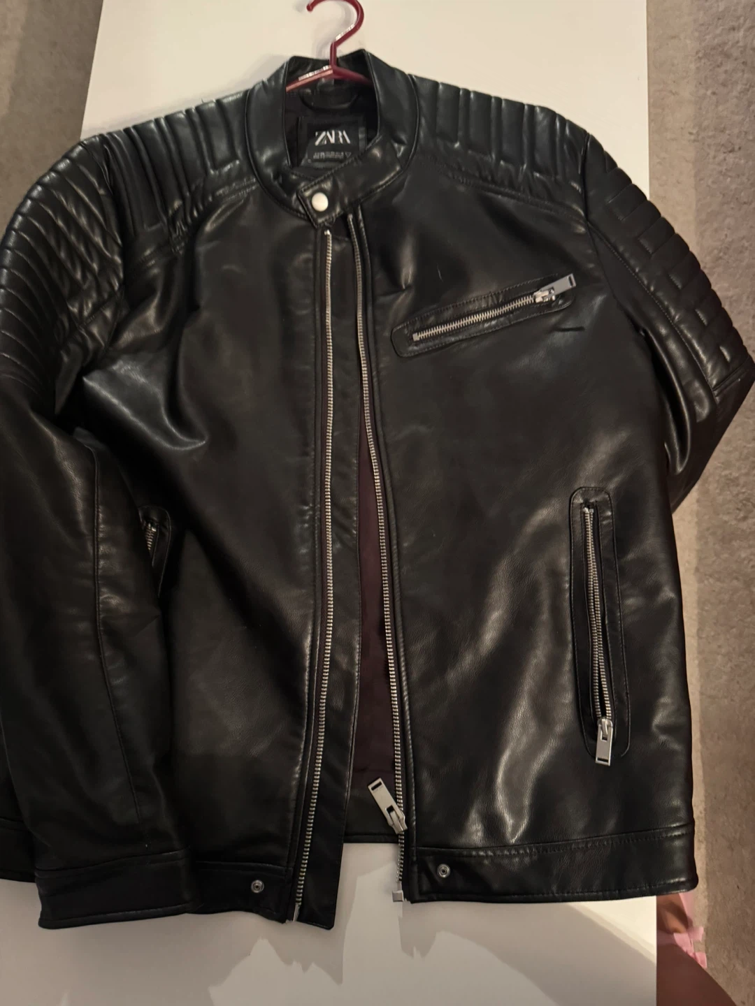 Zara Black Leather Jacket - Size XXL - photo 5