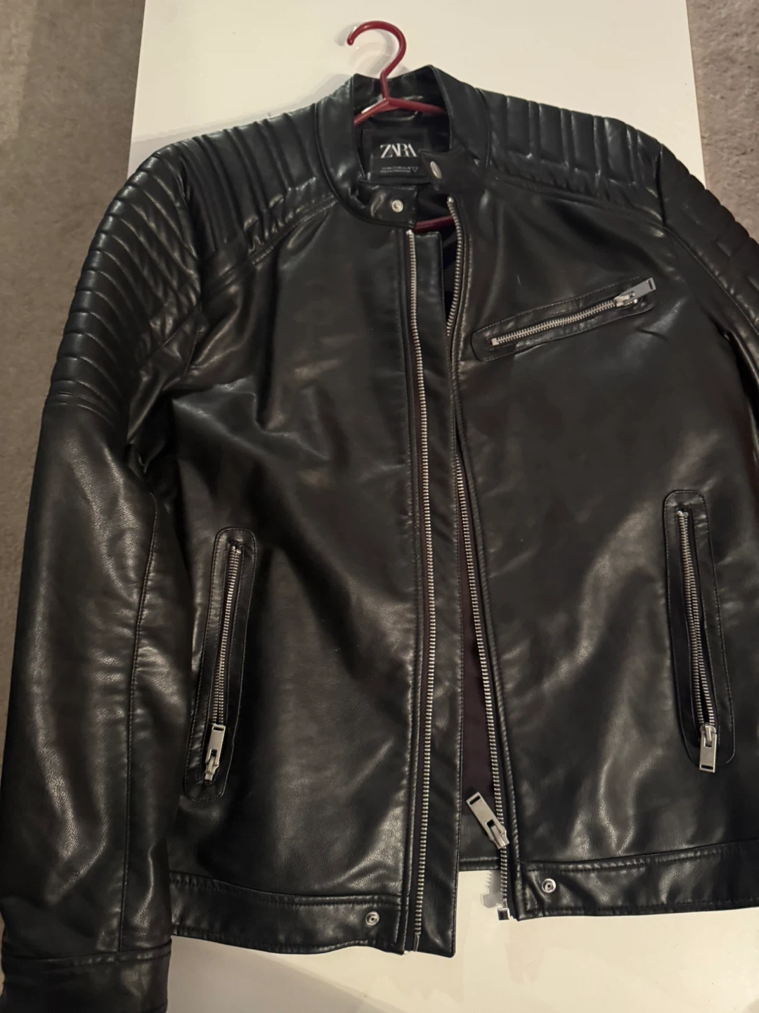 Zara Black Leather Jacket - Size XXL - photo 3