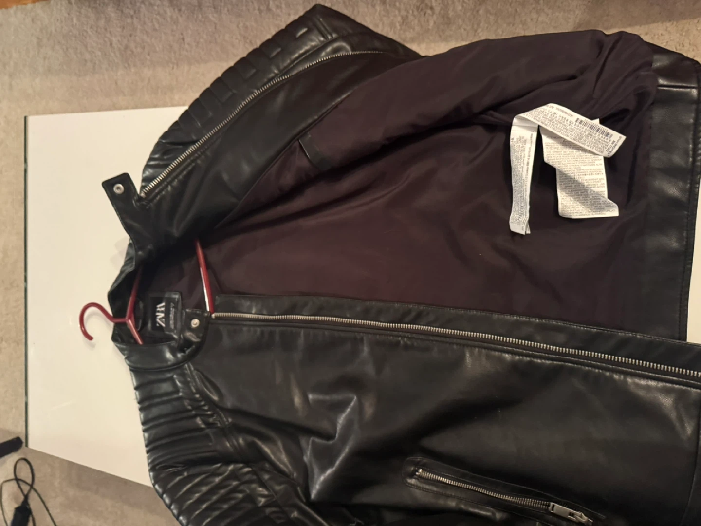 Zara Black Leather Jacket - Size XXL - photo 4