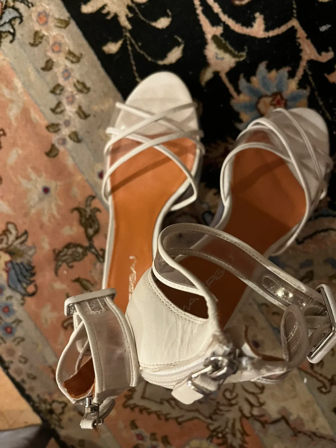 Via Spiga White Wedge Sandals thumbnail