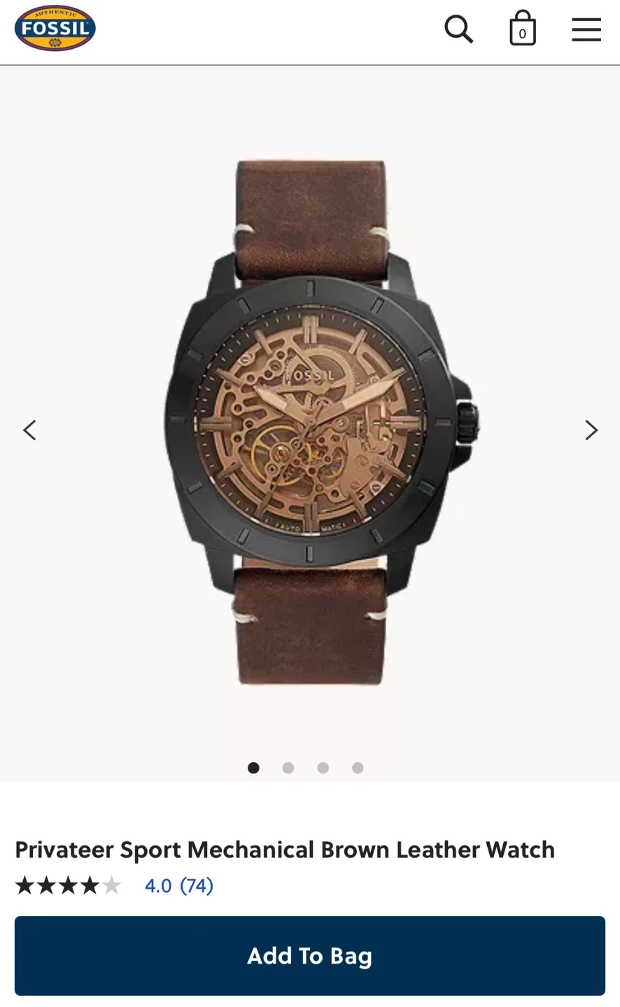 BNIB Fossil Privateer Sport Mechanical Brown Leather Watch thumbnail