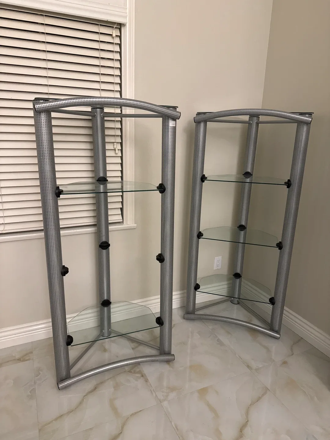 Silver Metal & Glass Corner Shelves (Set of 2) thumbnail