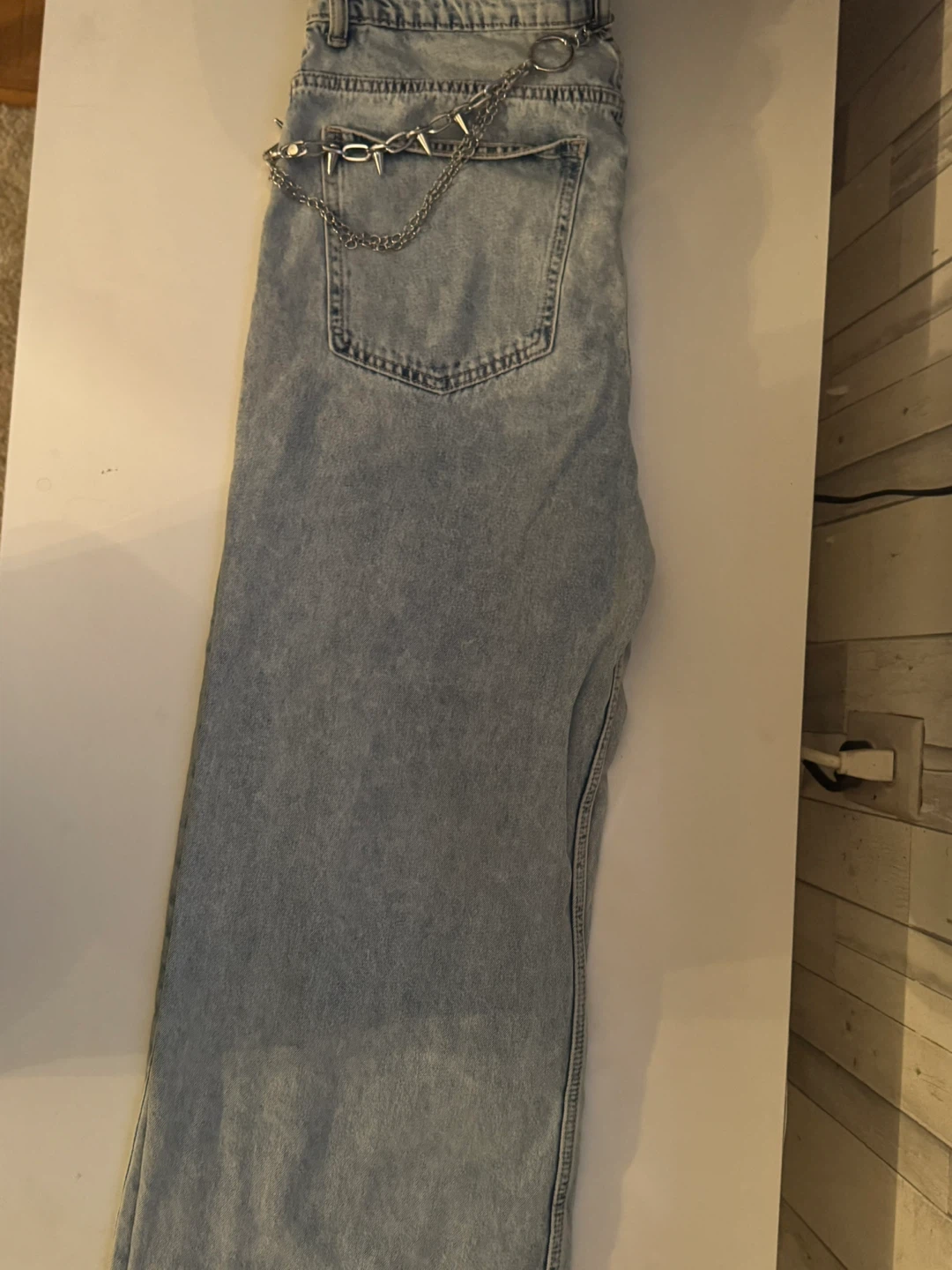 Light Blue baggy Jeans with Chain Detail - photo 2