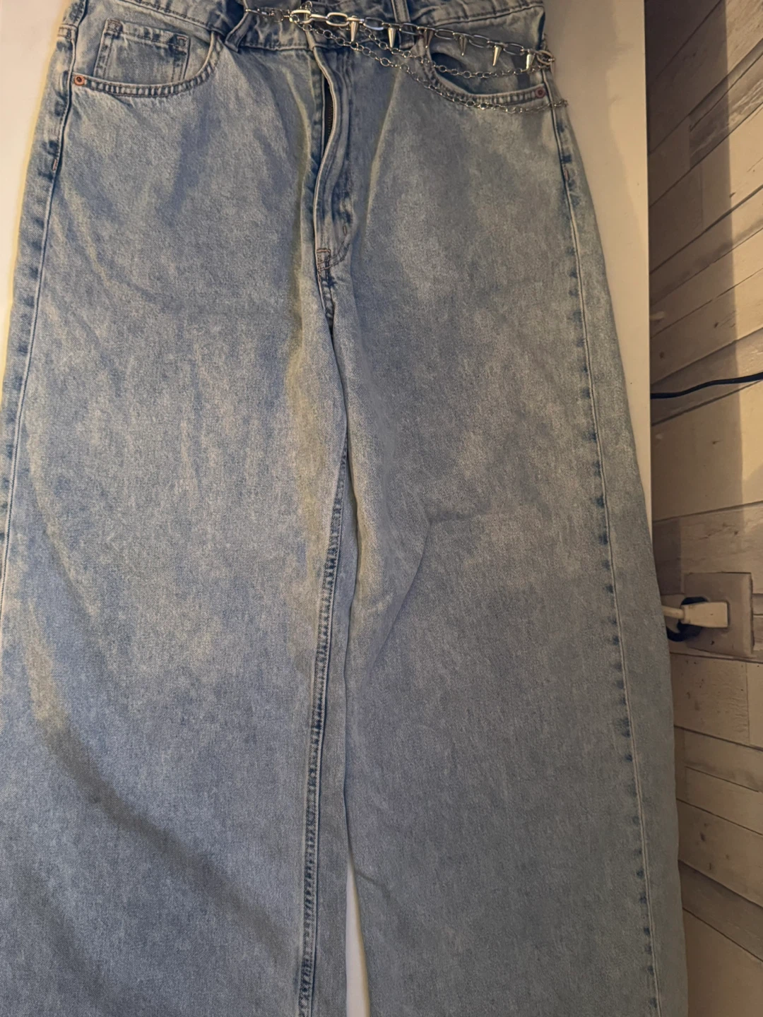 Light Blue baggy Jeans with Chain Detail - photo 5
