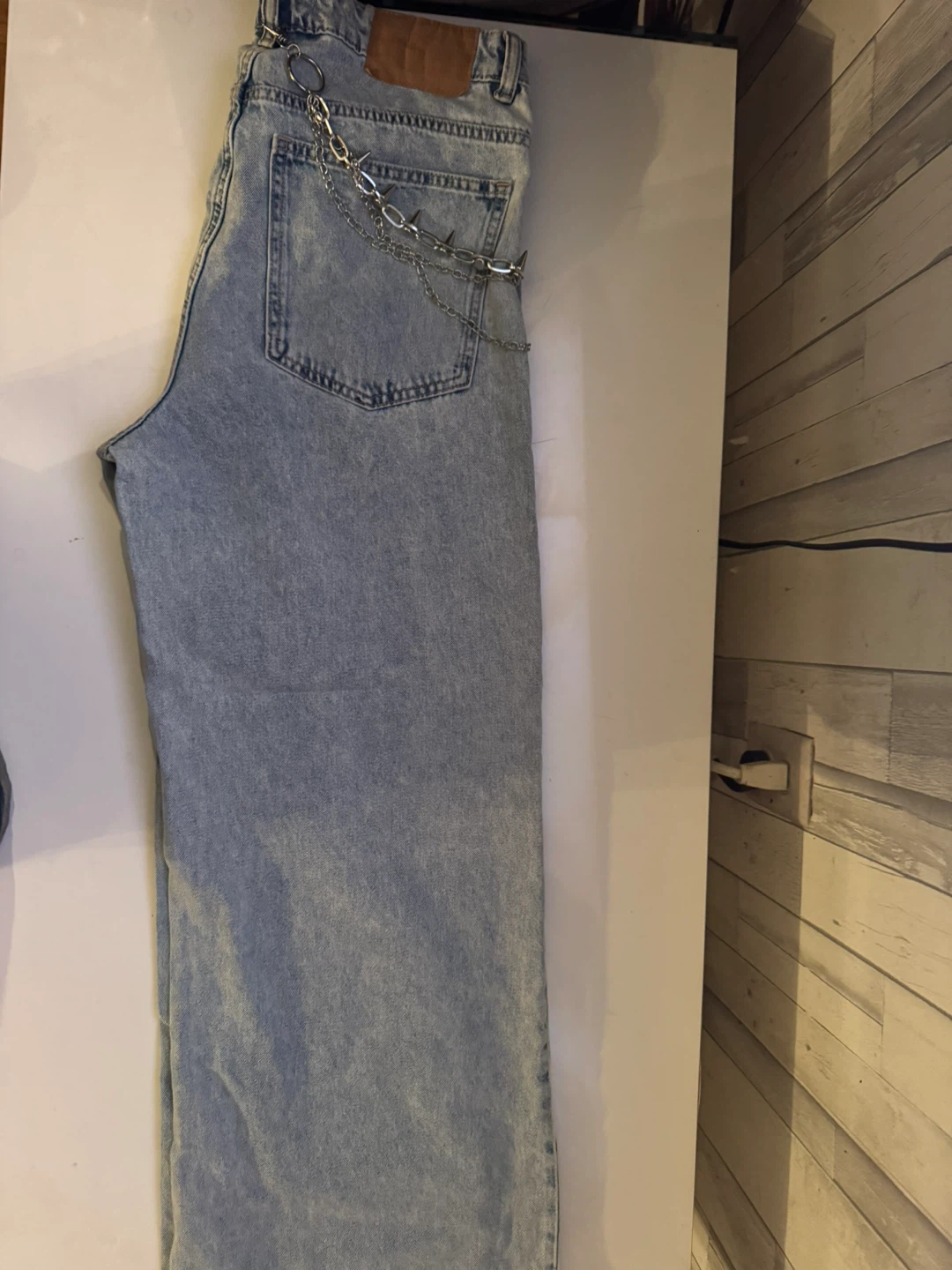 Light Blue baggy Jeans with Chain Detail - photo 4