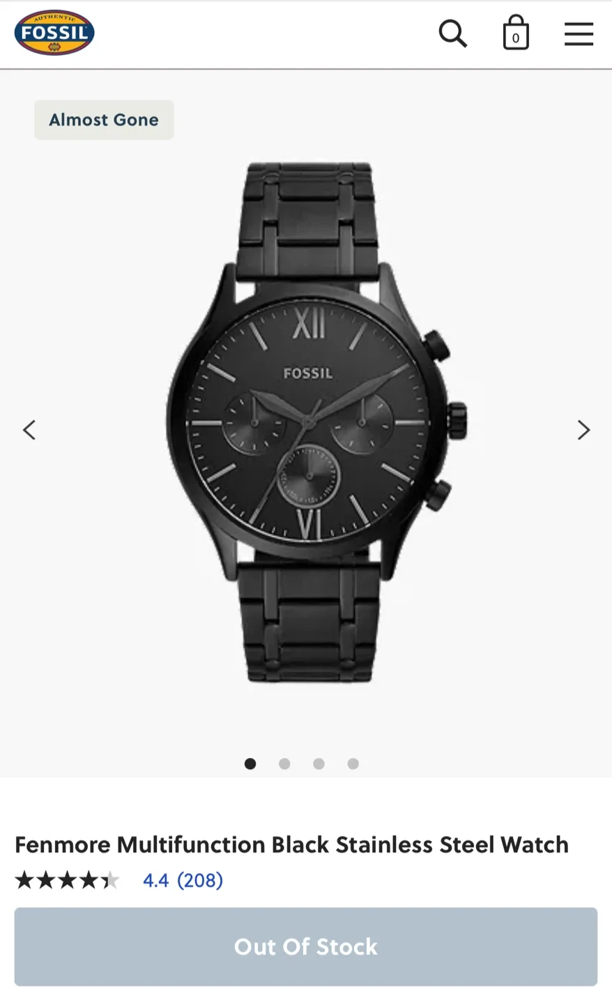 BNIB Fossil Fenmore Multifunction Black Stainless Steel Watch thumbnail