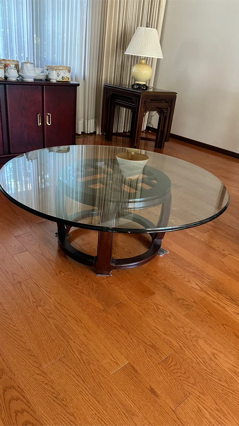 ETHAN ALLEN Round Glass Coffee Table thumbnail
