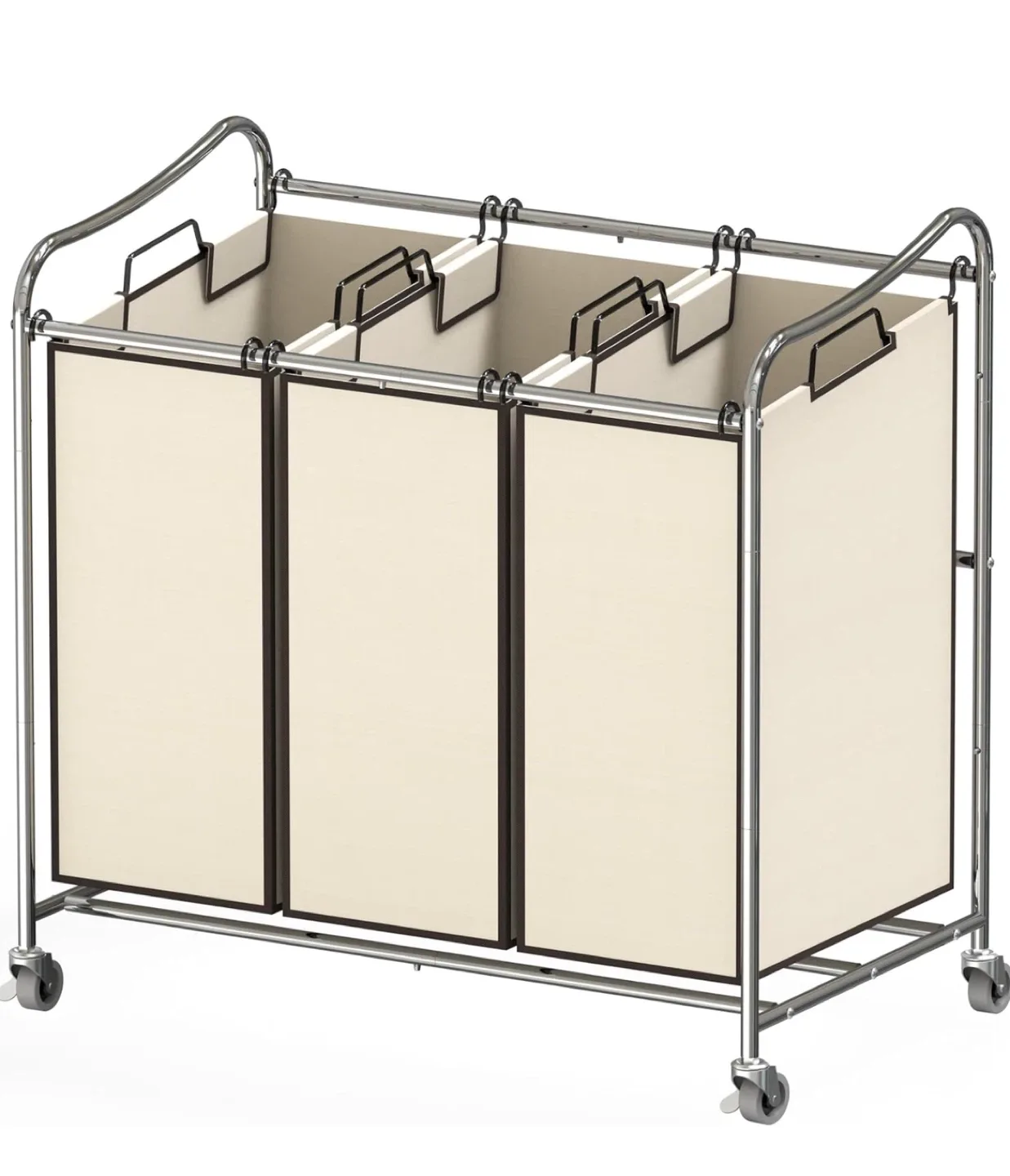 Triple Laundry Sorter Cart with Wheels thumbnail