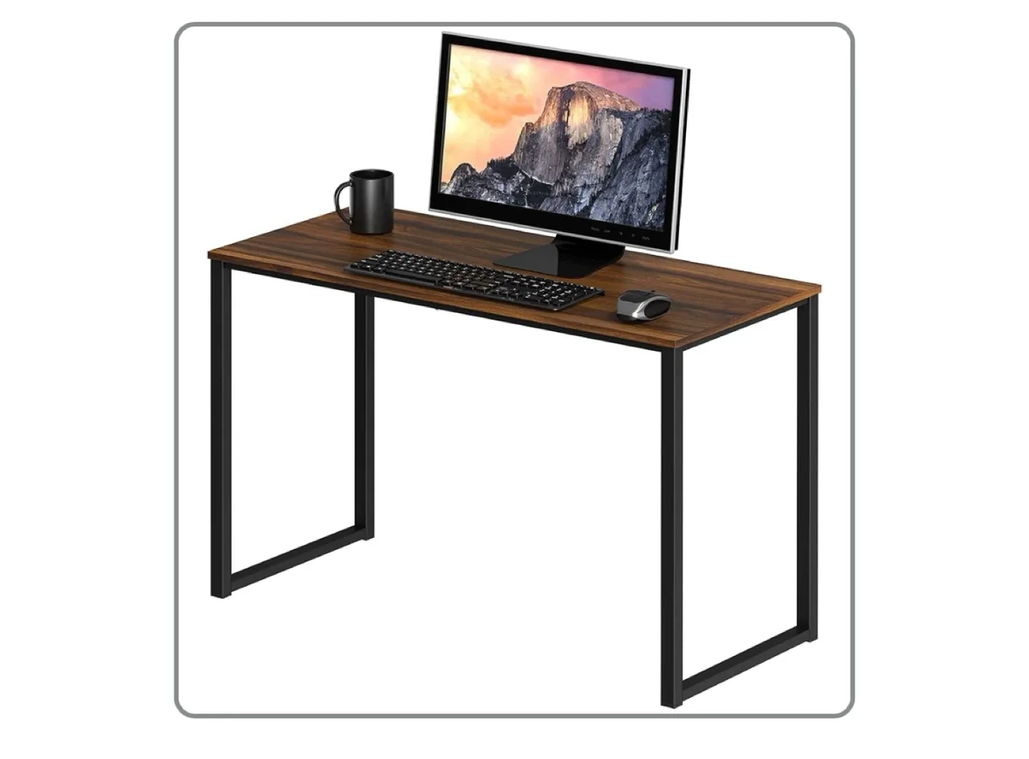 Wood & Black Metal Frame Desk thumbnail