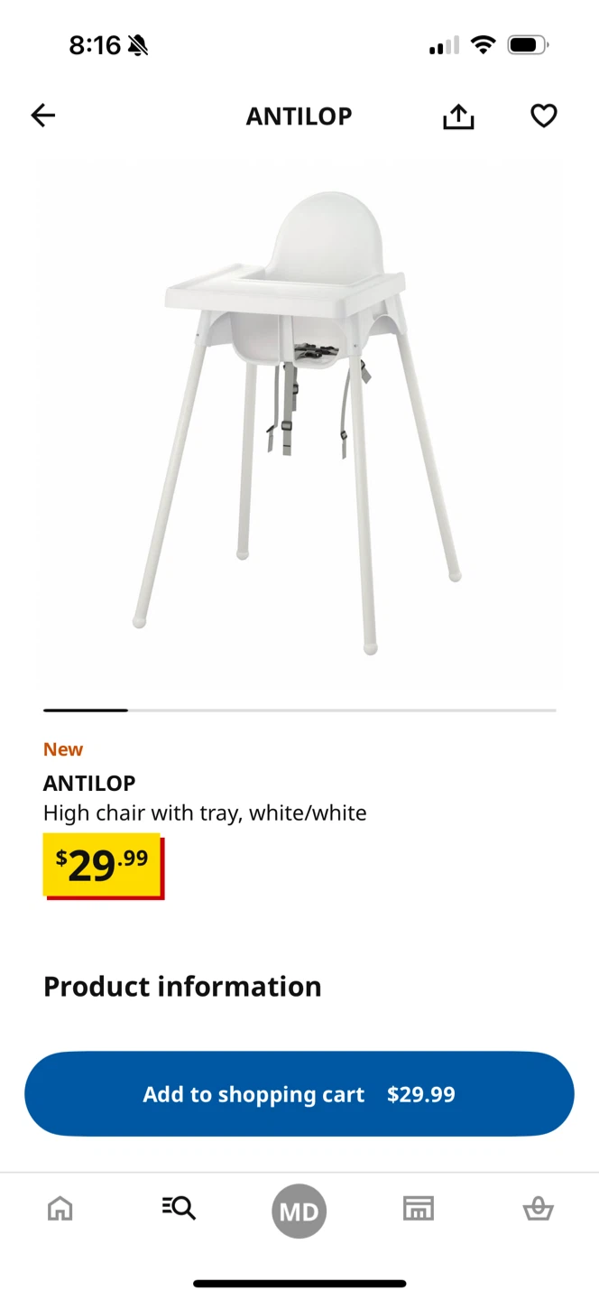 Baby eating chair - IKEA Antilop High Chair