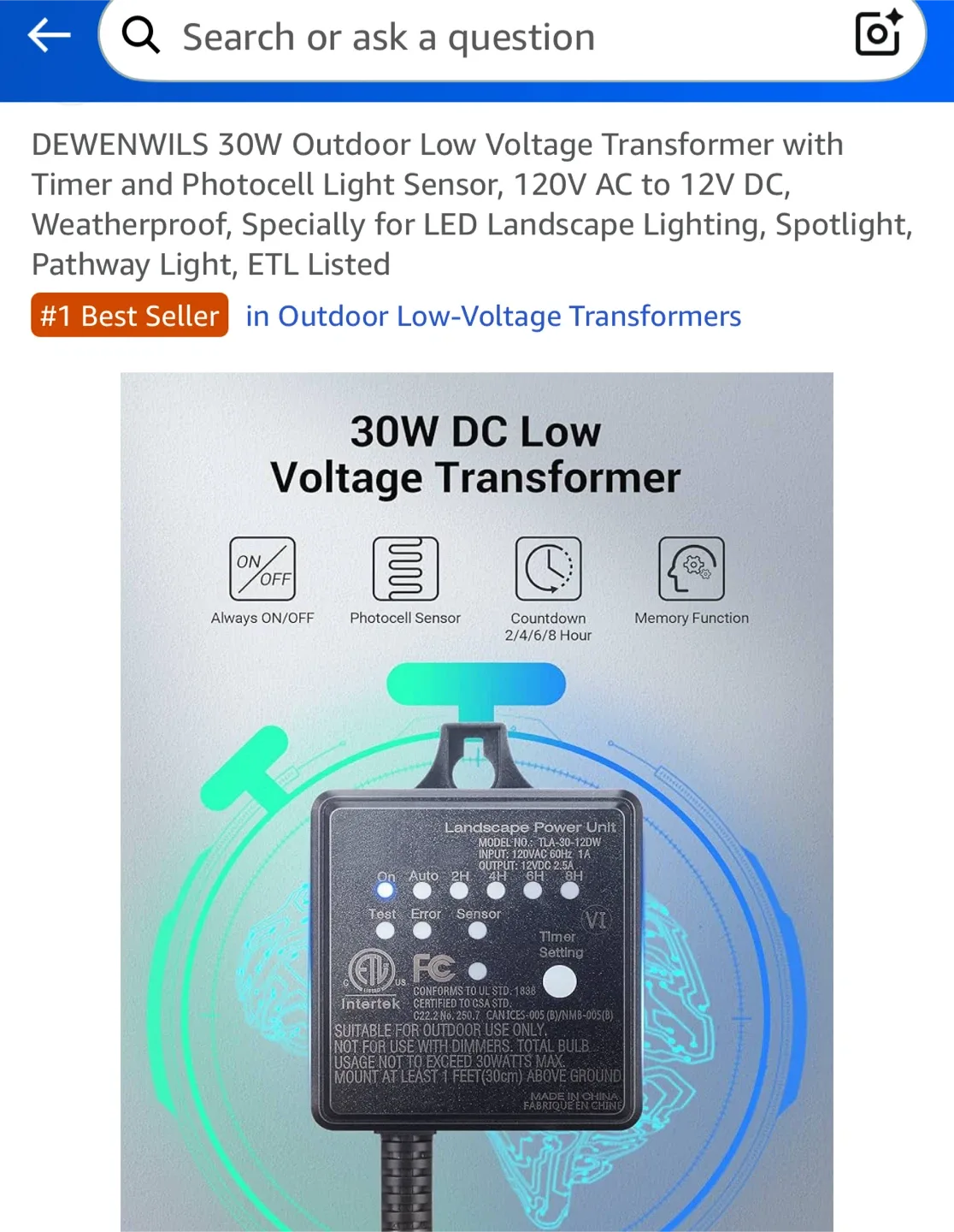 DEWENWILS Low Voltage Transformer 30W image indicator(3)