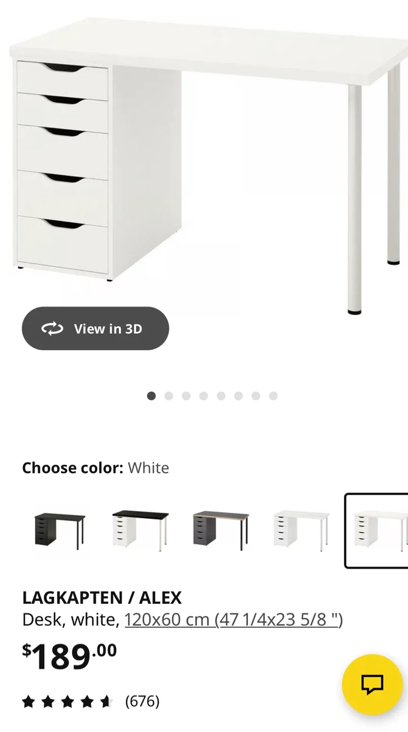 IKEA Desk with Alex Drawer Unit - White image indicator(2)