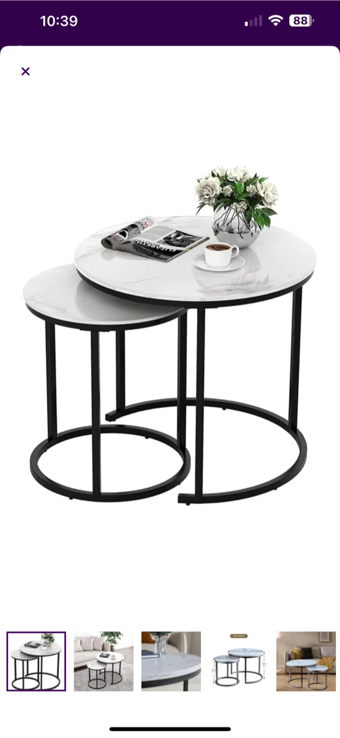 Nesting Coffee Tables - Round Marble Top - photo 2