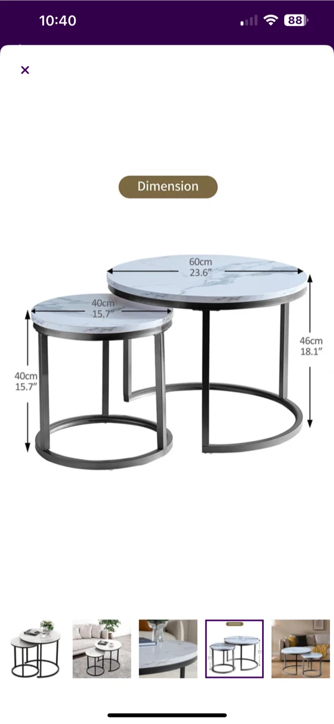 Nesting Coffee Tables - Round Marble Top - photo 3